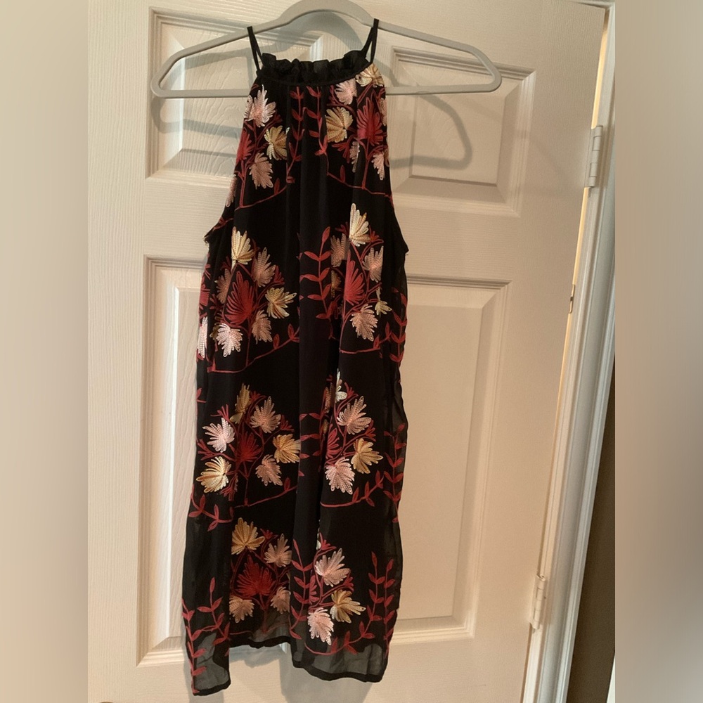 Chelsea & Violet Black Dress with Floral Embroidery